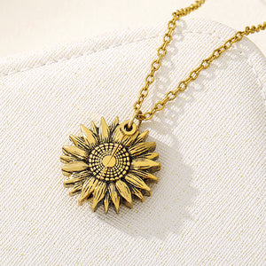 Open Locket Sunflower Necklace