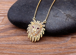 Gold Lion Head Necklace