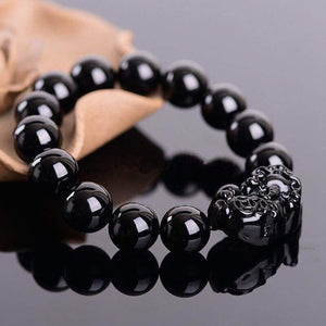 Feng Shui Wealth Obsidian Beads Bracelet