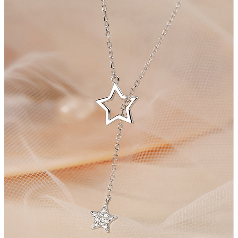 Sterling Silver Twin Star Necklace