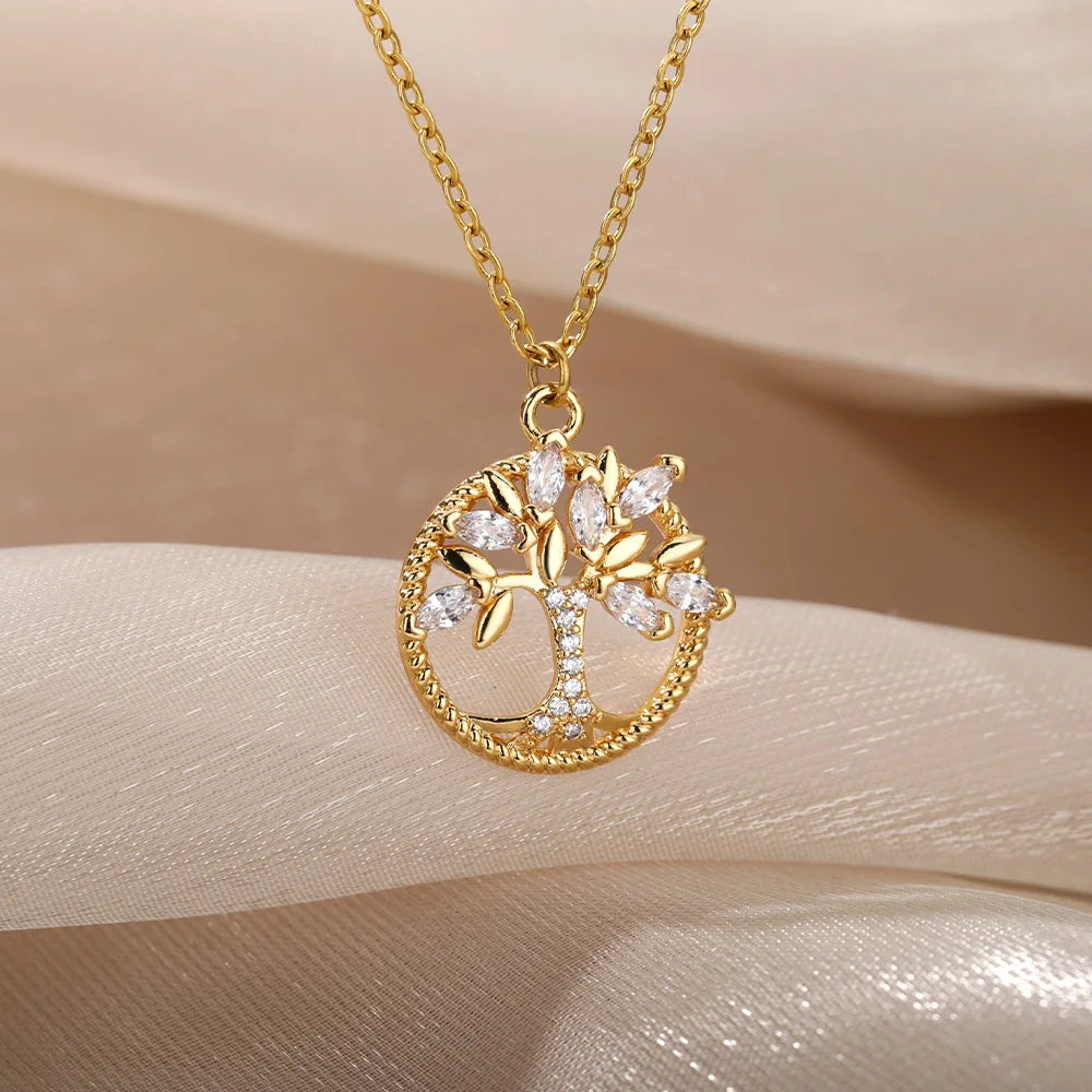 Tree of Life Round Pendant Necklace