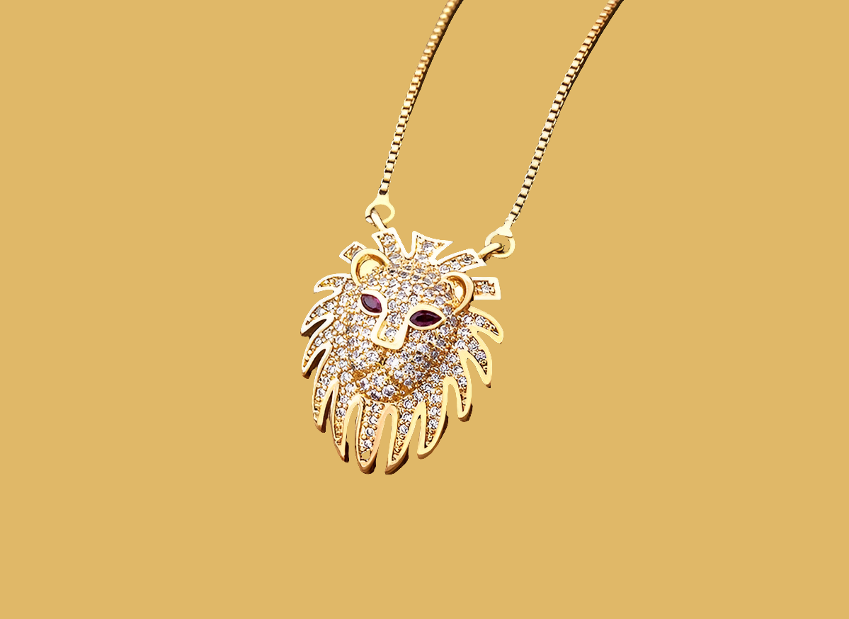 Gold Lion Head Necklace