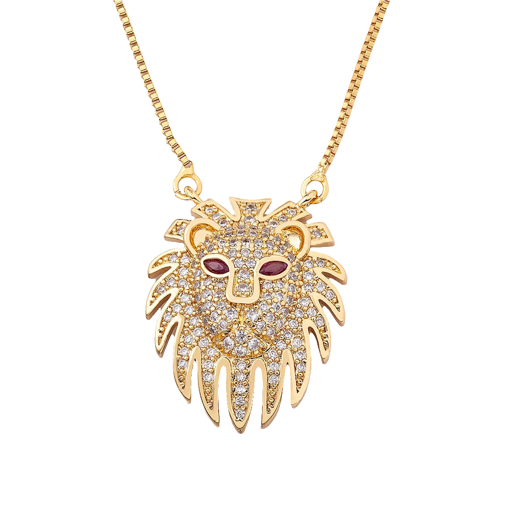 Gold Lion Head Necklace