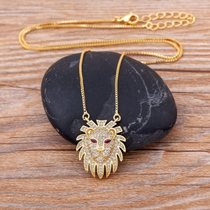 Gold Lion Head Necklace