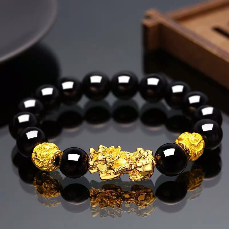 Feng Shui Wealth Obsidian Beads Bracelet