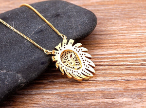 Gold Lion Head Necklace