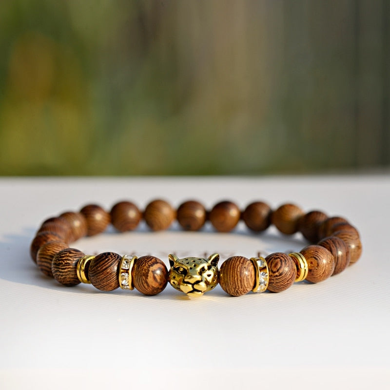 Leopard Stone Beads Charm Bracelet