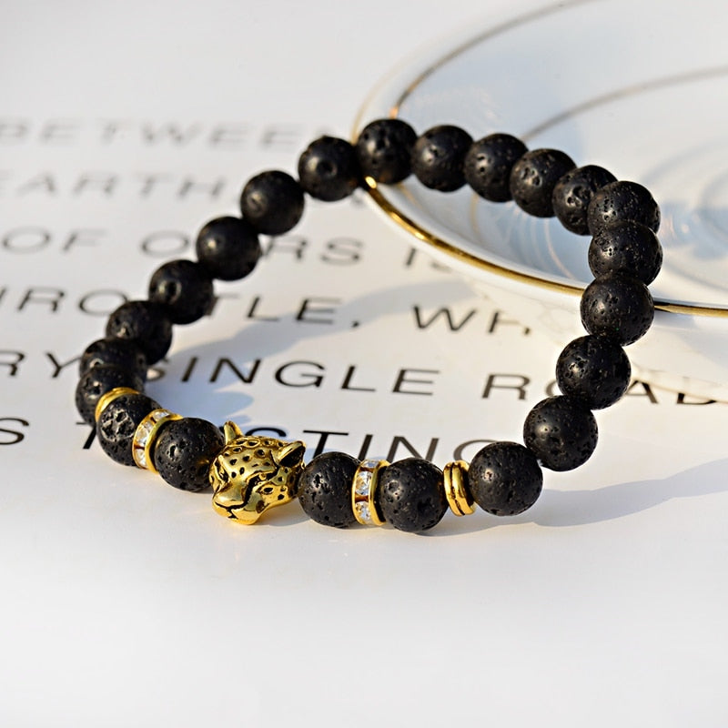 Leopard Stone Beads Charm Bracelet