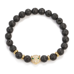 Leopard Stone Beads Charm Bracelet