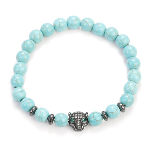 Leopard Stone Beads Charm Bracelet