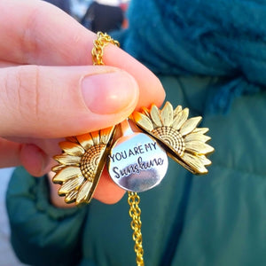 Open Locket Sunflower Necklace