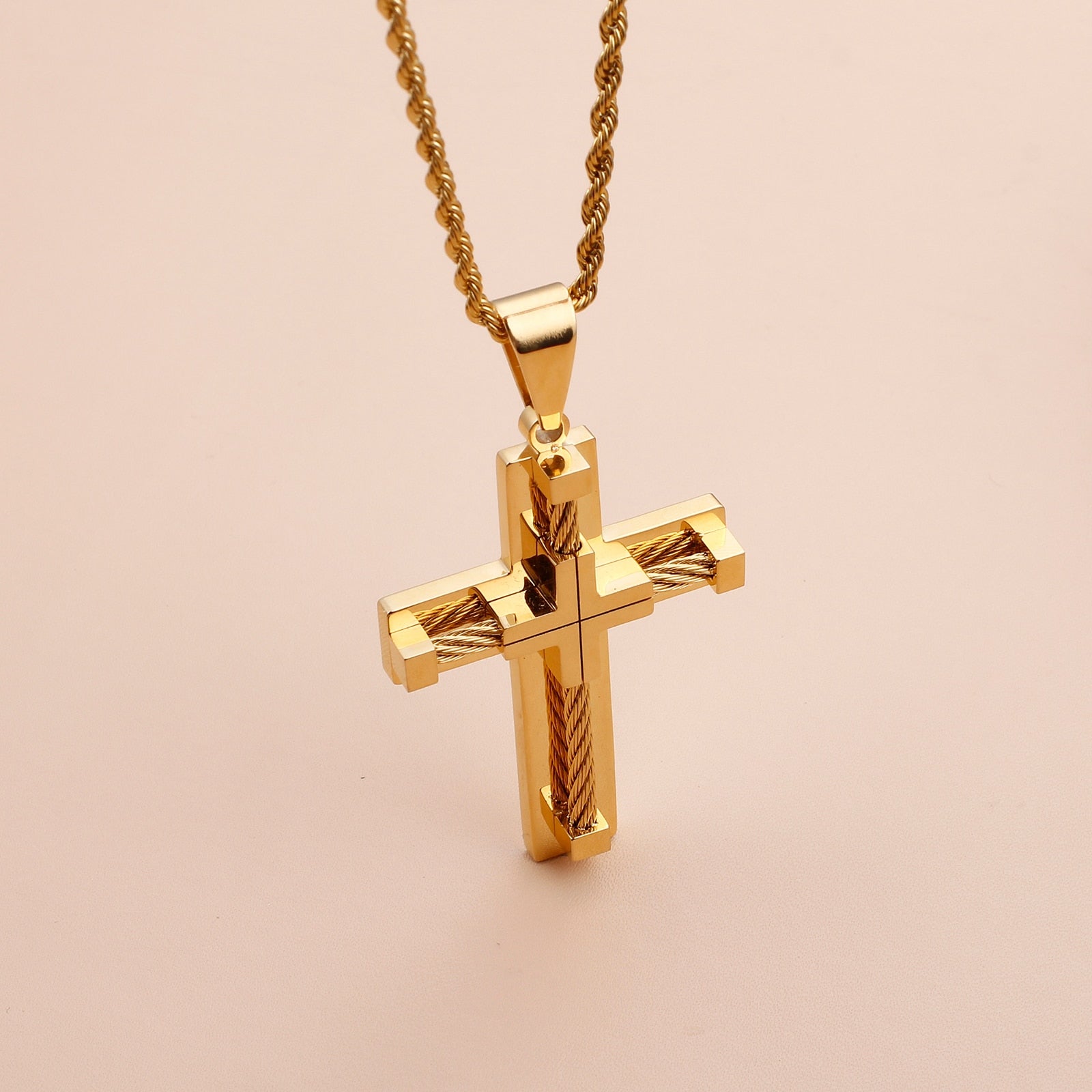 Wire Cross Pendant Necklace