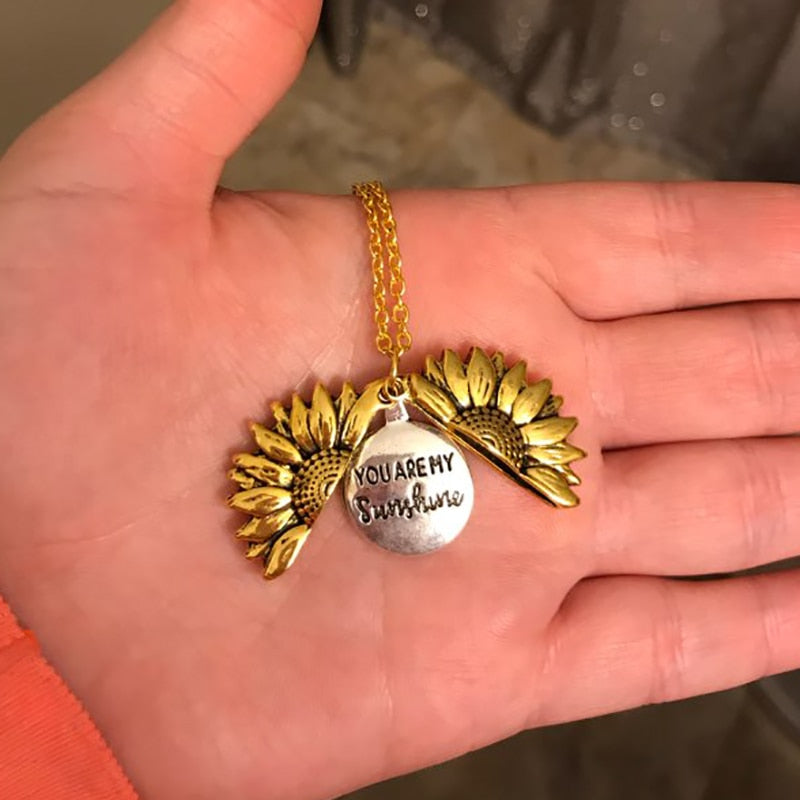 Open Locket Sunflower Necklace