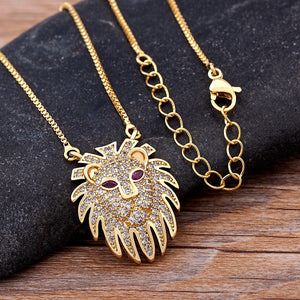 Gold Lion Head Necklace