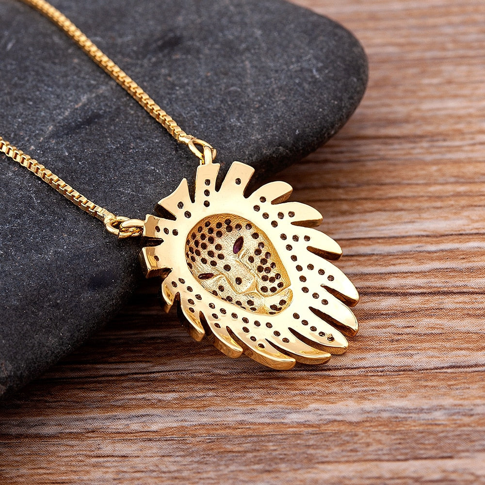 Gold Lion Head Necklace