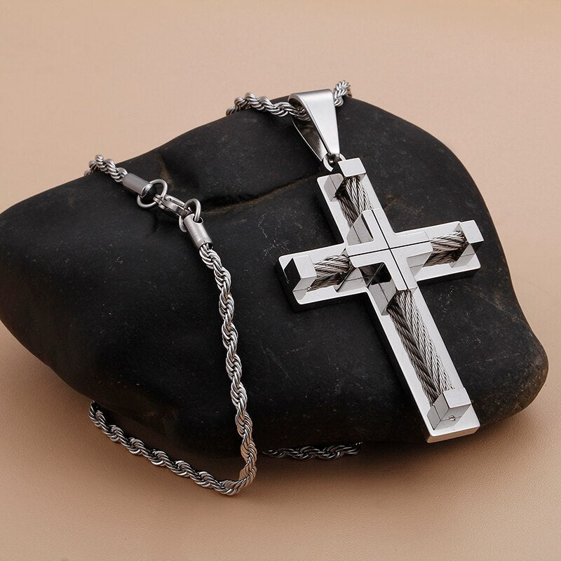 Wire Cross Pendant Necklace
