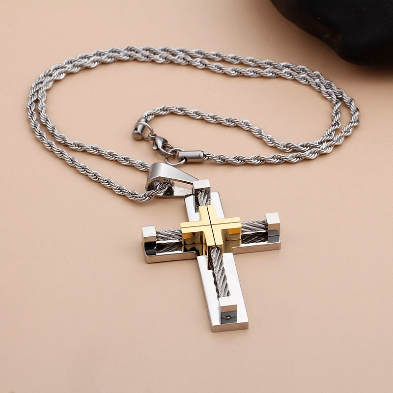 Wire Cross Pendant Necklace