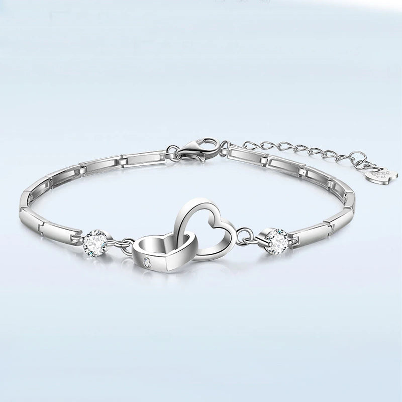 Cubic Double Hearted Bracelet