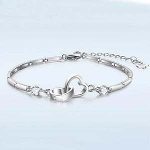 Cubic Double Hearted Bracelet