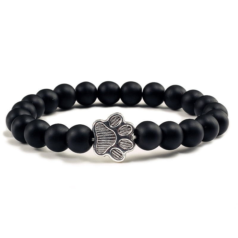 Volcanic Stone Paw Print Charm Bracelet