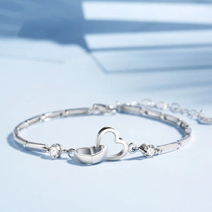 Cubic Double Hearted Bracelet