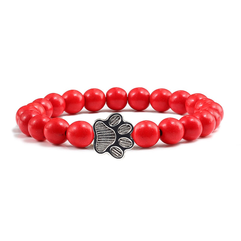 Volcanic Stone Paw Print Charm Bracelet