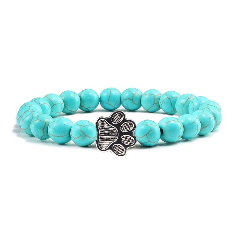 Volcanic Stone Paw Print Charm Bracelet