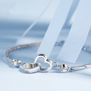 Cubic Double Hearted Bracelet