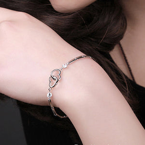 Cubic Double Hearted Bracelet