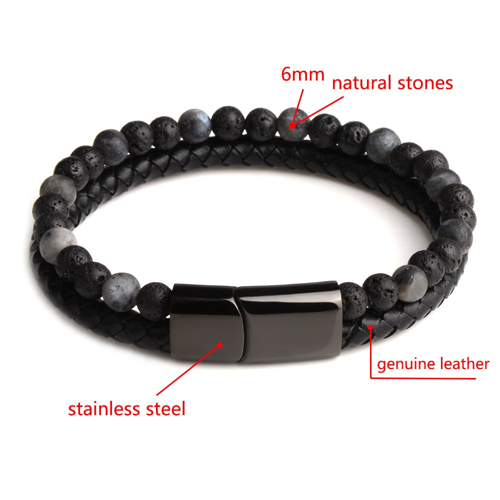 Genuine Leather Beads Bracelet