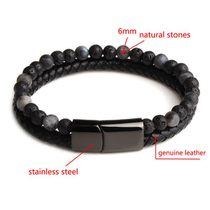 Genuine Leather Beads Bracelet