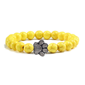 Volcanic Stone Paw Print Charm Bracelet