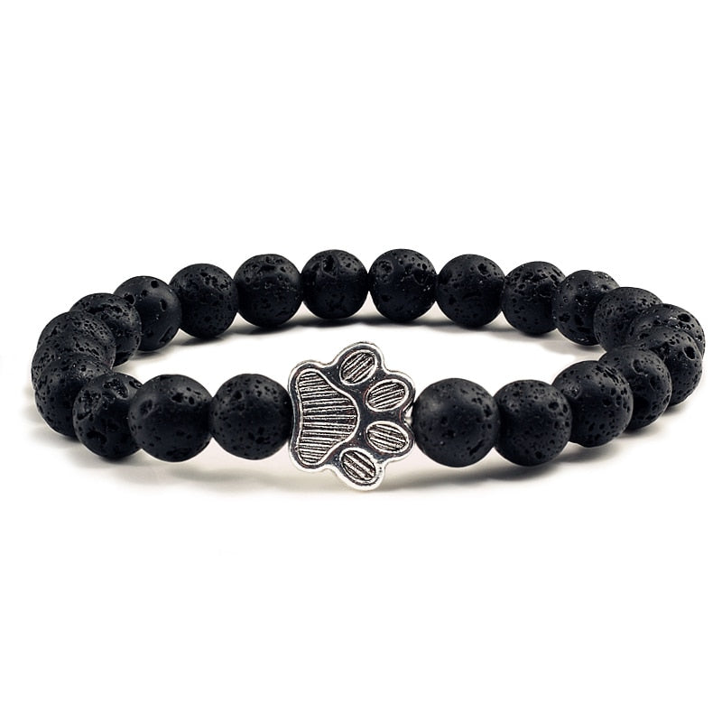 Volcanic Stone Paw Print Charm Bracelet