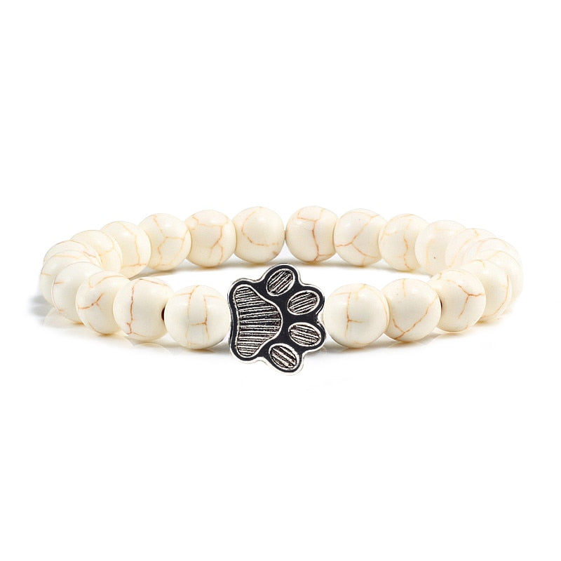 Volcanic Stone Paw Print Charm Bracelet