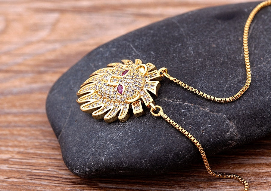 Gold Lion Head Necklace