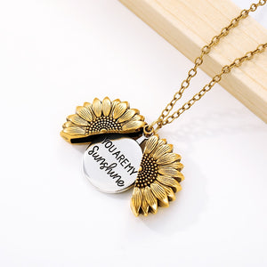 Open Locket Sunflower Necklace