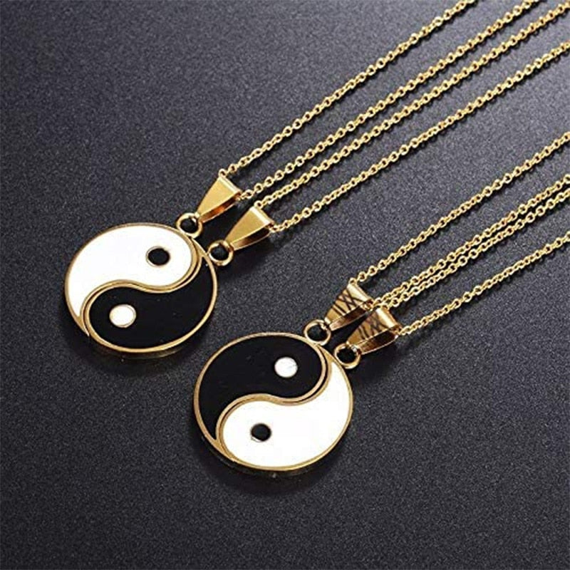 2Pc Yin & Yang Pendant Necklace