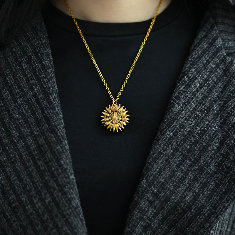 Open Locket Sunflower Necklace