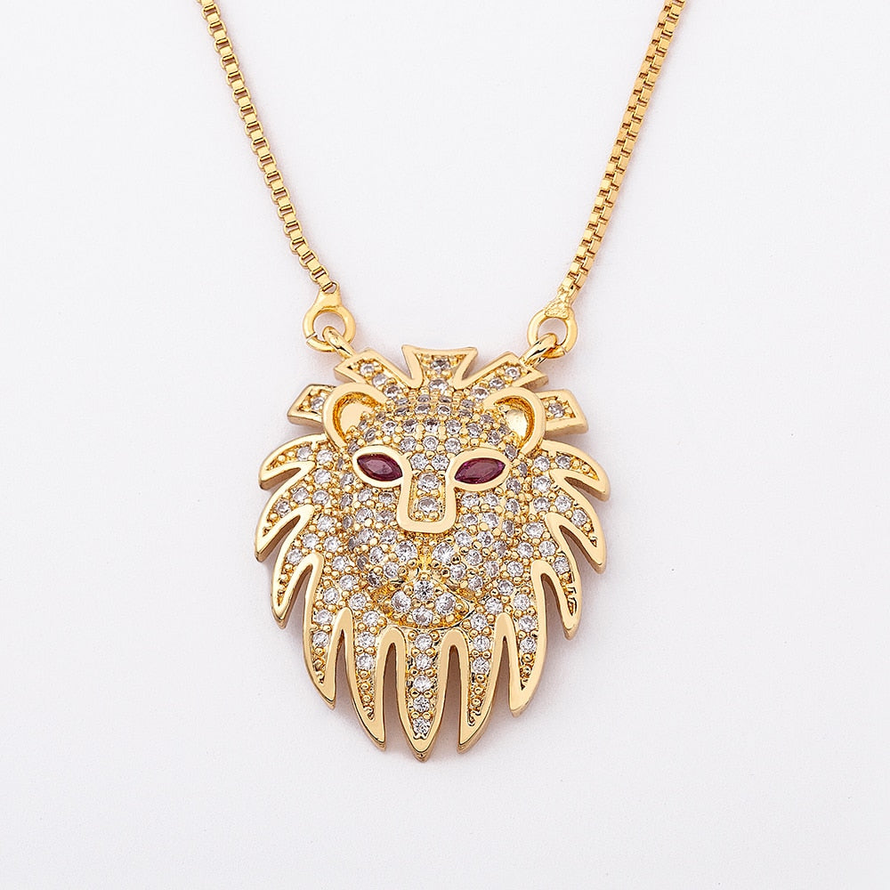 Gold Lion Head Necklace