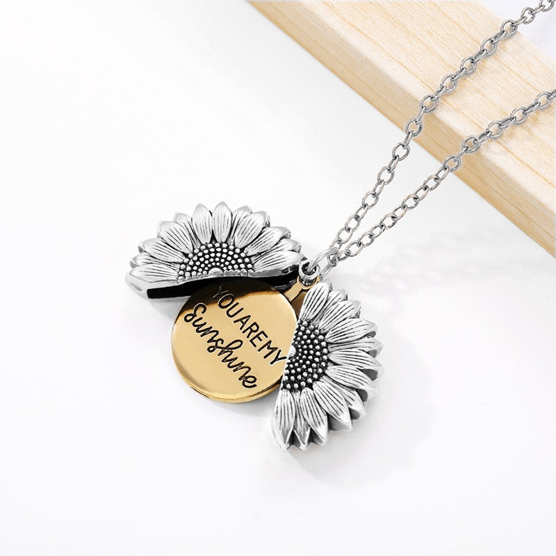 Open Locket Sunflower Necklace