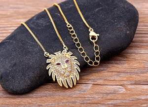 Gold Lion Head Necklace