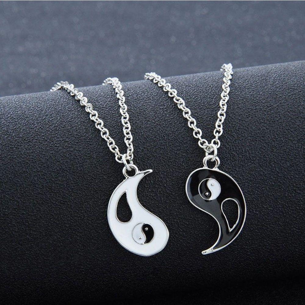 2Pc Yin & Yang Pendant Necklace