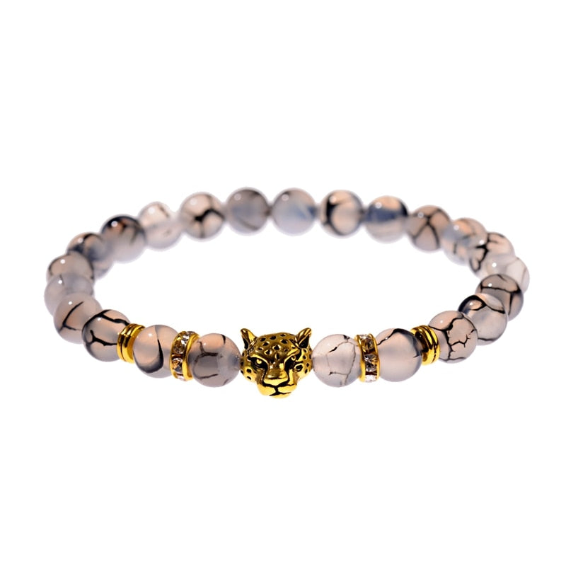 Leopard Stone Beads Charm Bracelet