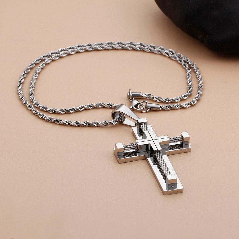 Wire Cross Pendant Necklace