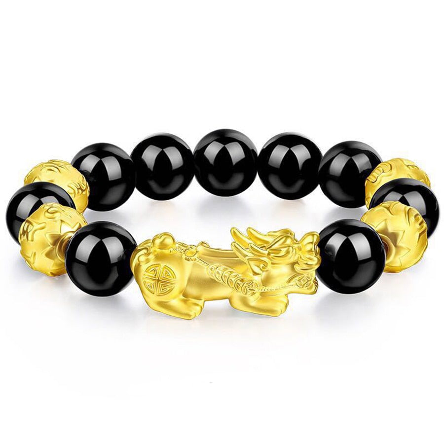 Feng Shui Wealth Obsidian Beads Bracelet