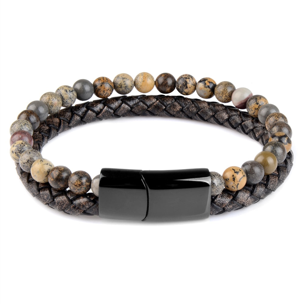 Genuine Leather Beads Bracelet