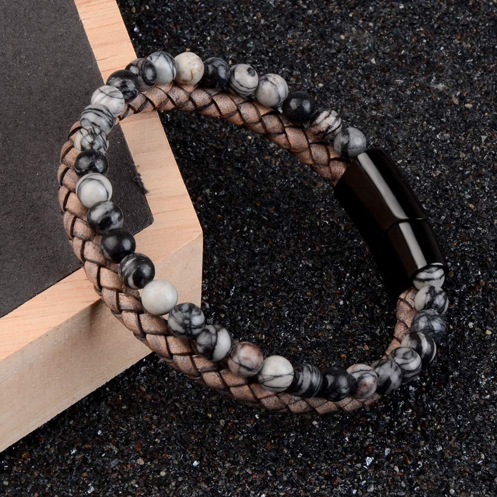 Genuine Leather Beads Bracelet