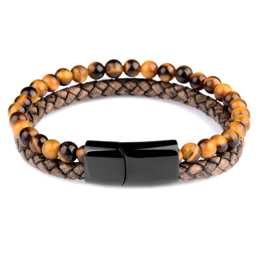 Genuine Leather Beads Bracelet