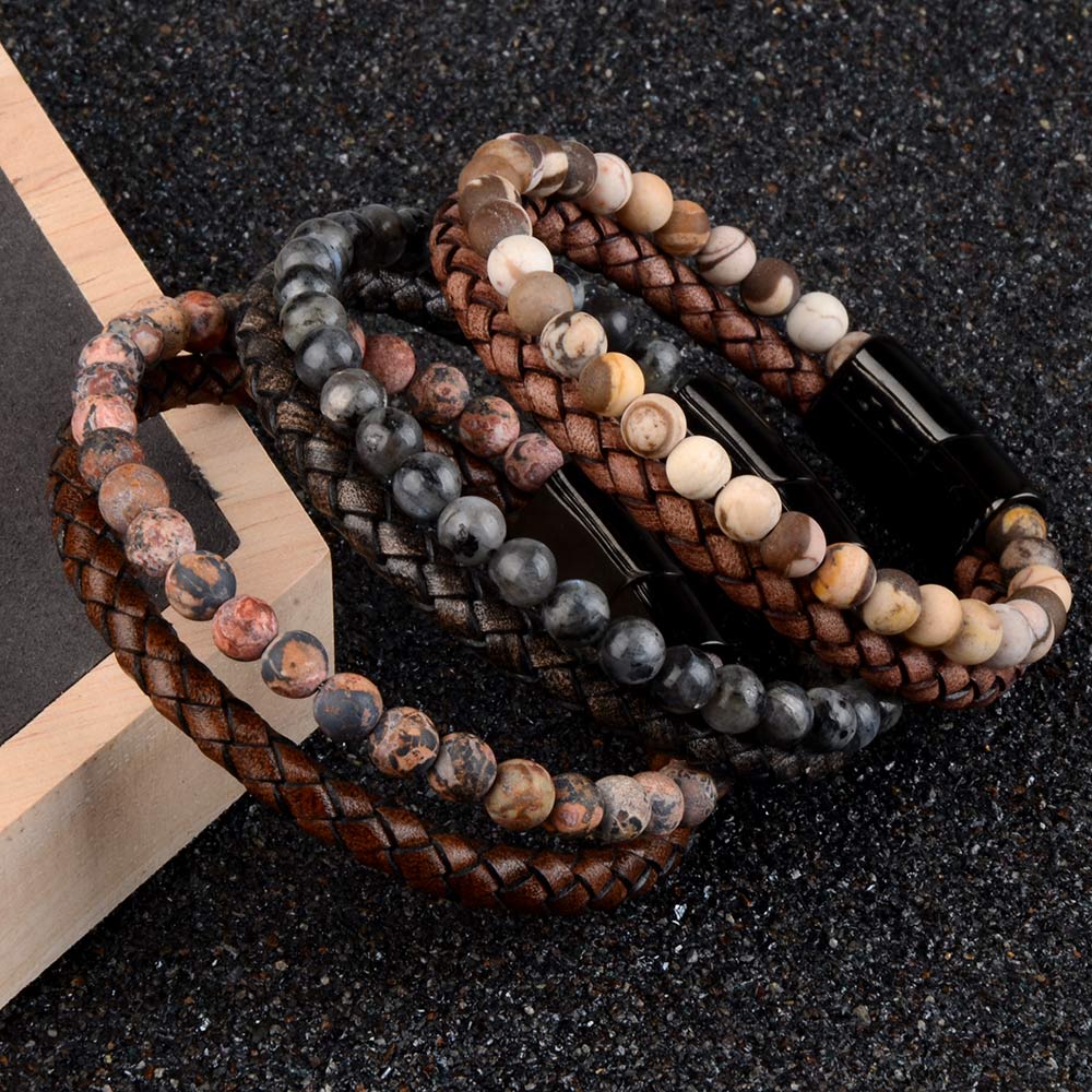 Genuine Leather Beads Bracelet