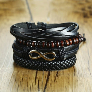 4pc Vintage Braided Leather Wraps